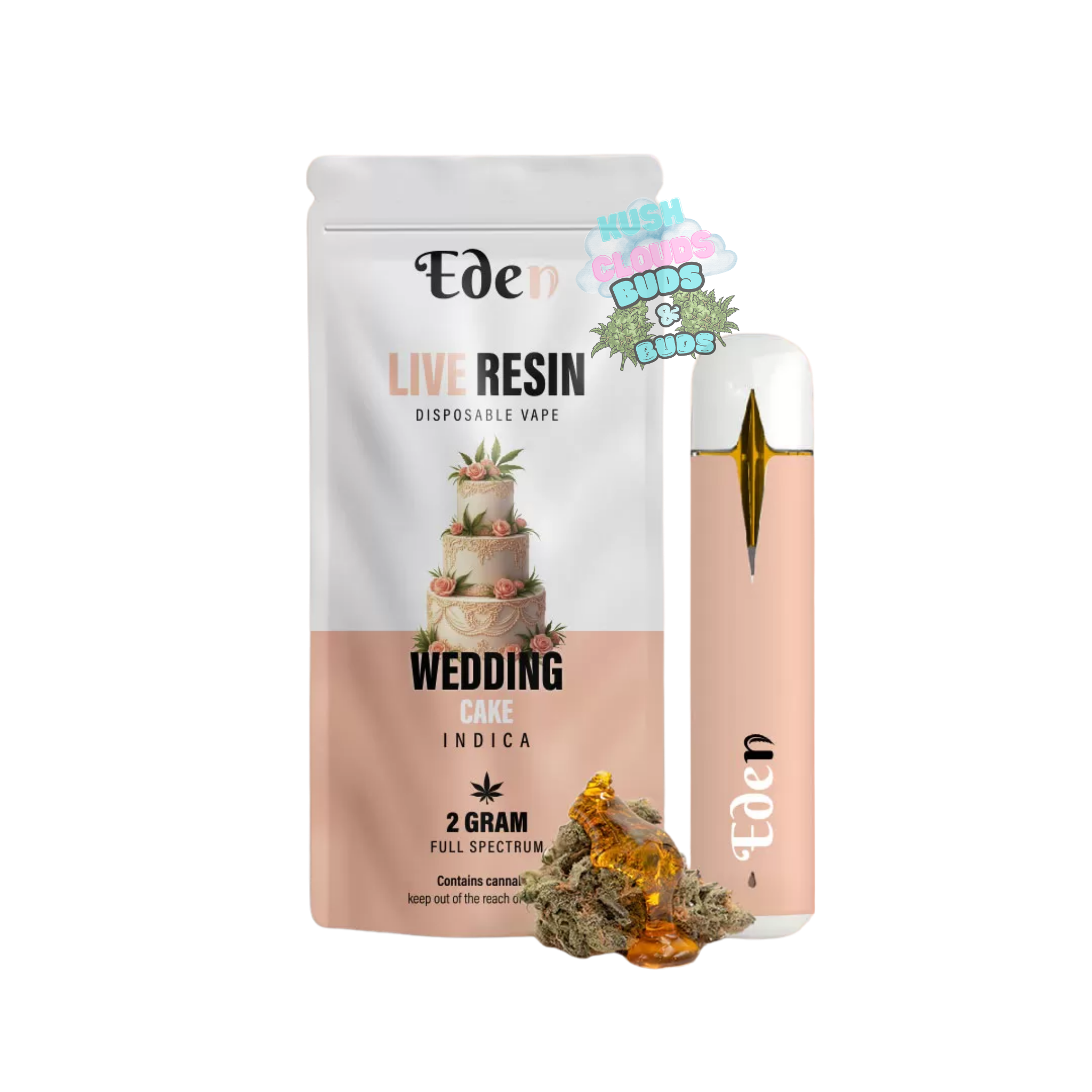 (Indica) White Wedding Live Resin Disposable Vape (2gr)